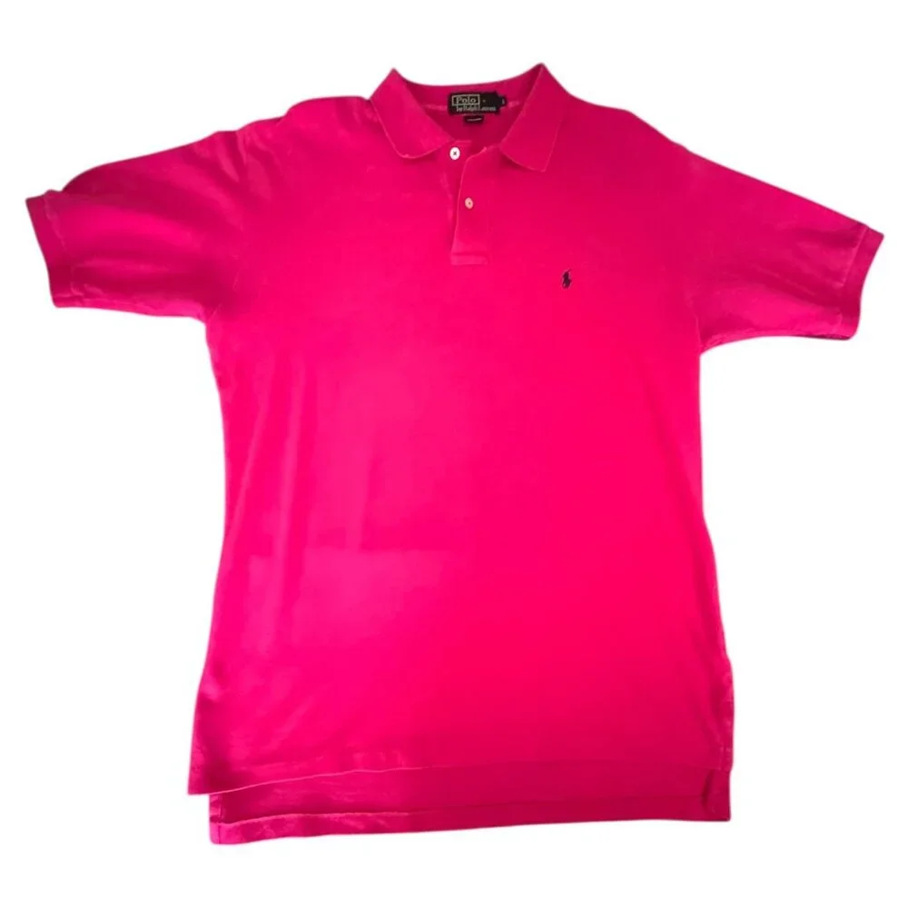 Polo Ralph Lauren Classic-Fit Short-Sleeve Polo Golf Shirt in Hot Pink Mens Sz L